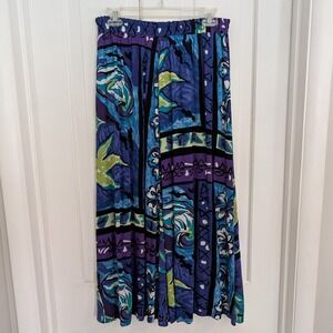 Vintage Casual Corner Colorful Maxi Skirt LARGE Fairy Boho Beach Festival Floral